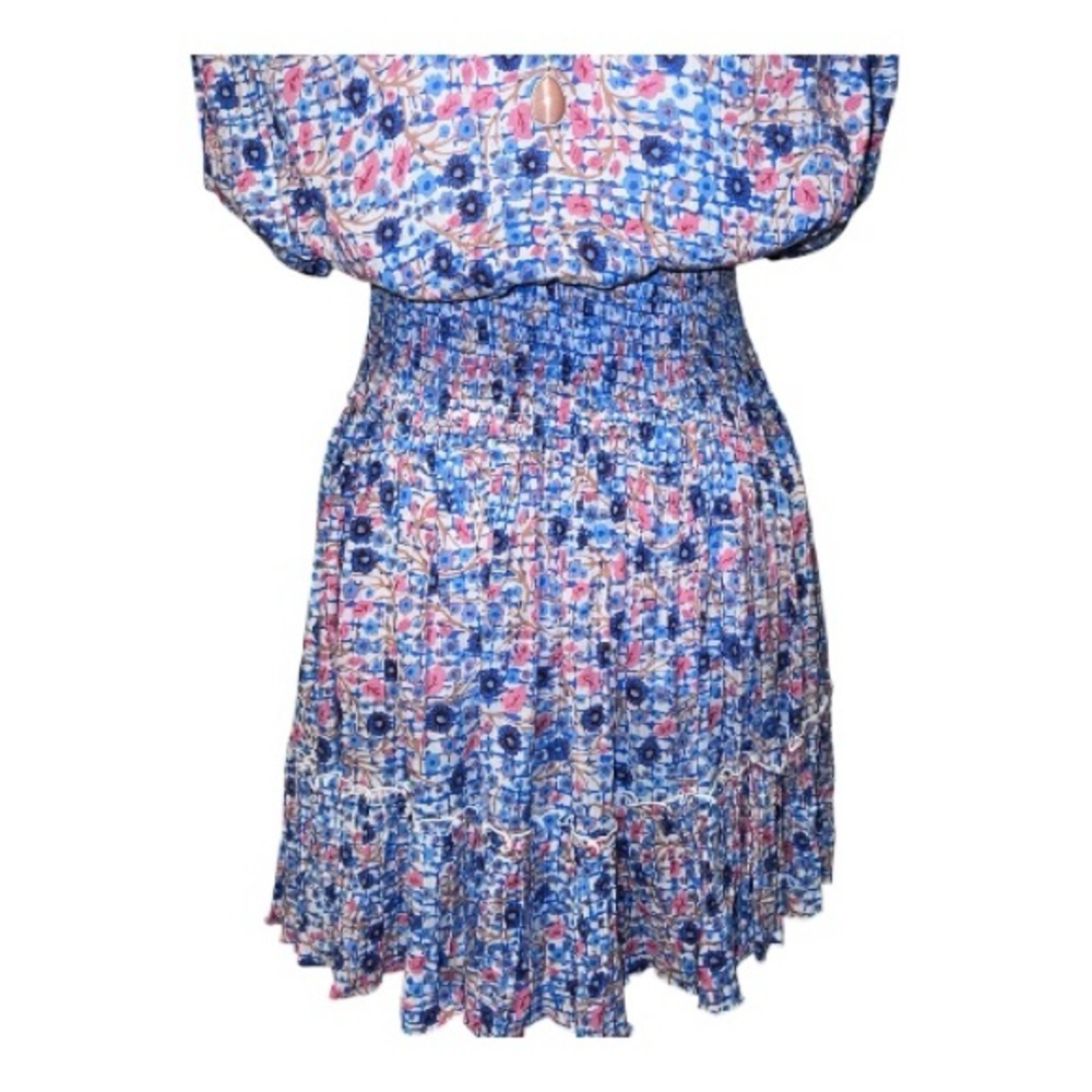 Poupette St Barth floral dress with cinched sleeves and tassel ties. - Picture 2 of 8